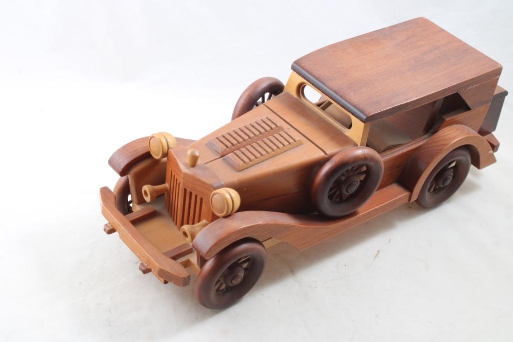 Handmade Antique Wooden Replica Car Folk Art