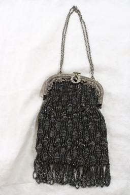 Flapper Black Micro Bead Handbag