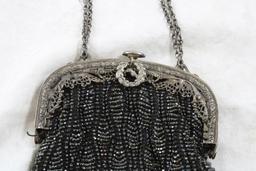 Flapper Black Micro Bead Handbag
