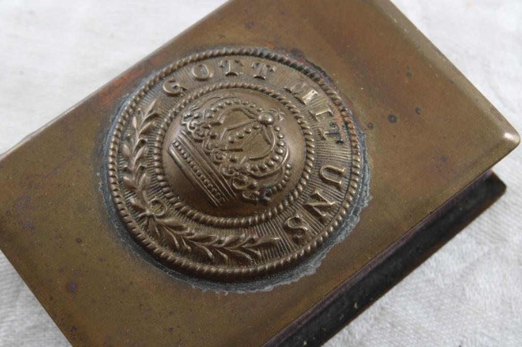 WWI Brass Gott Mit Uns Matchbox Holder & Pin