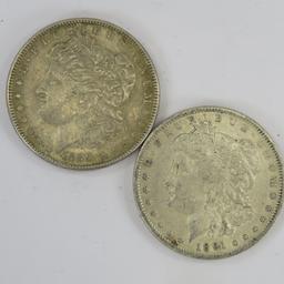 1889 & 1891 Morgan Silver Dollars