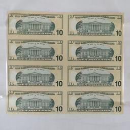 8 Uncut 2006 $10 Notes