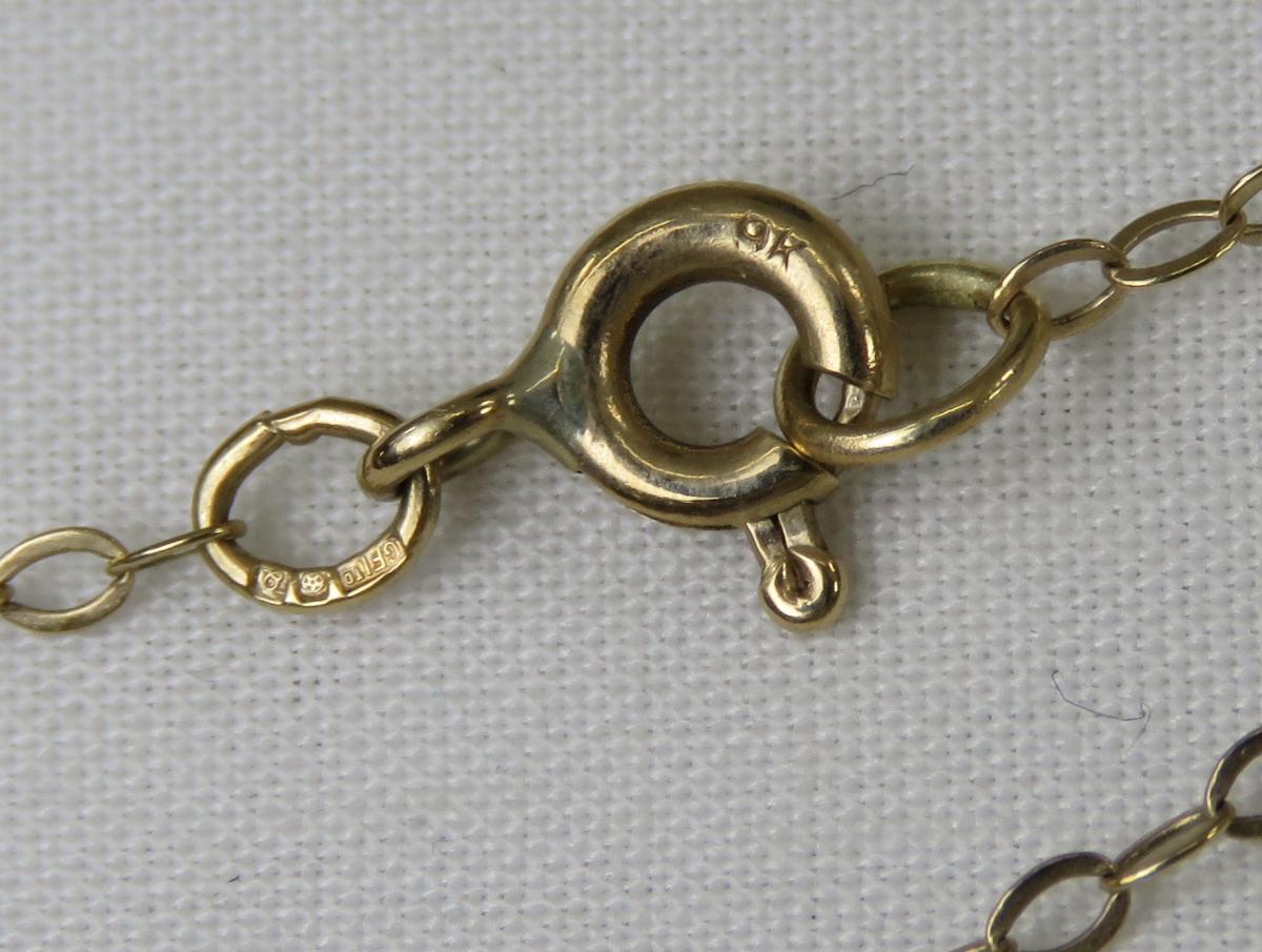 Antique Pietra Dura Pendant on 9K Gold Chain