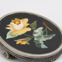 Antique Pietra Dura 800 Silver Brooch/Pendant