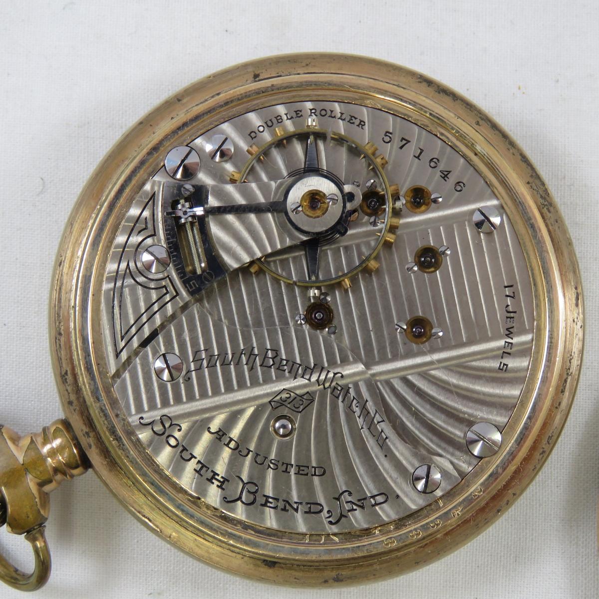 South Bend & Hamilton Open Face Pocket Watches