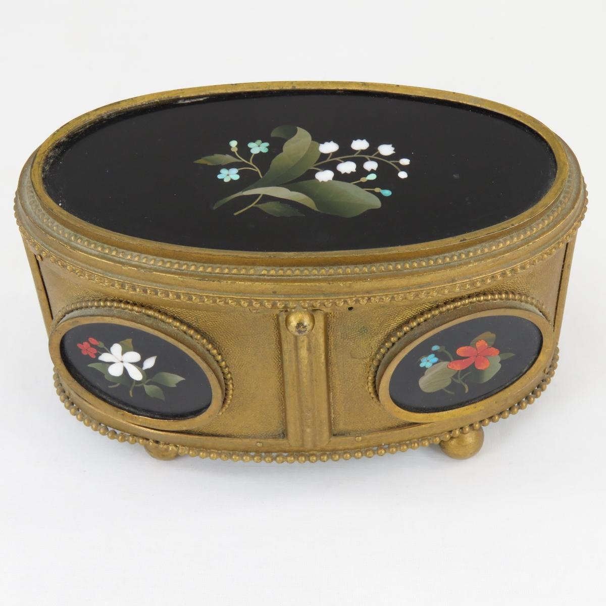 Antique Pietra Dura Jewelry Box