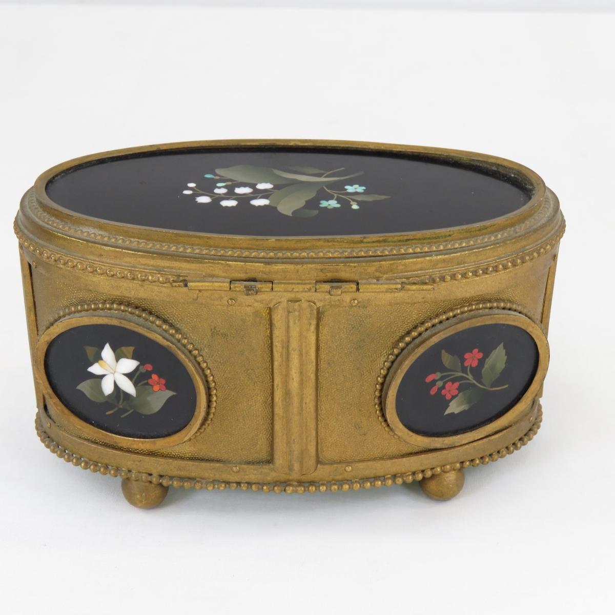 Antique Pietra Dura Jewelry Box