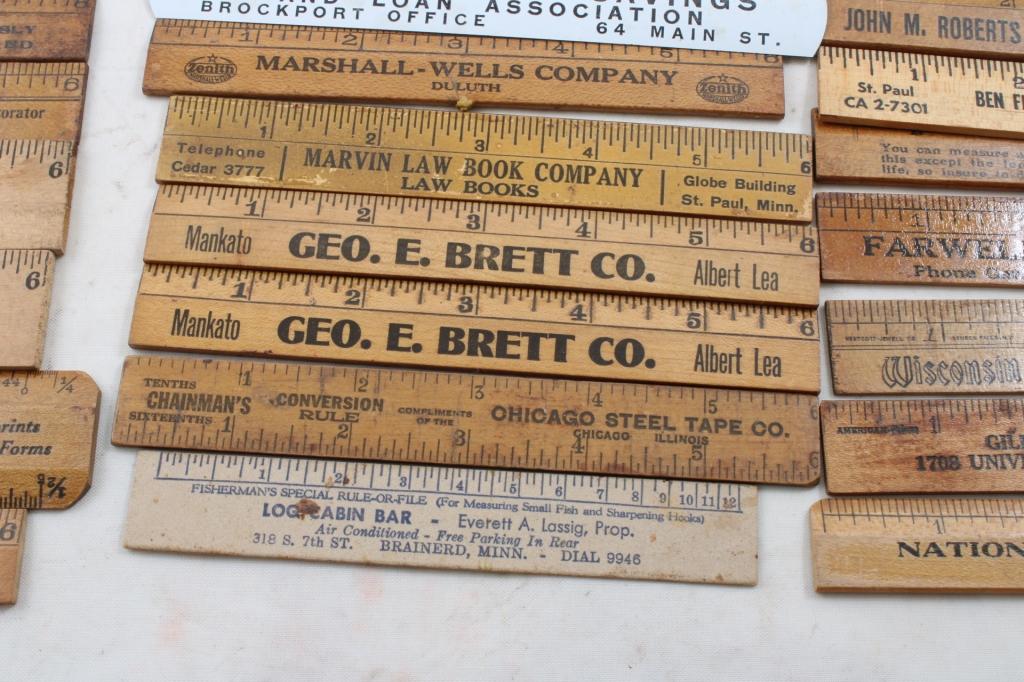 21 Wood 6" Advertising Rulers Incl. Mammy Molasses