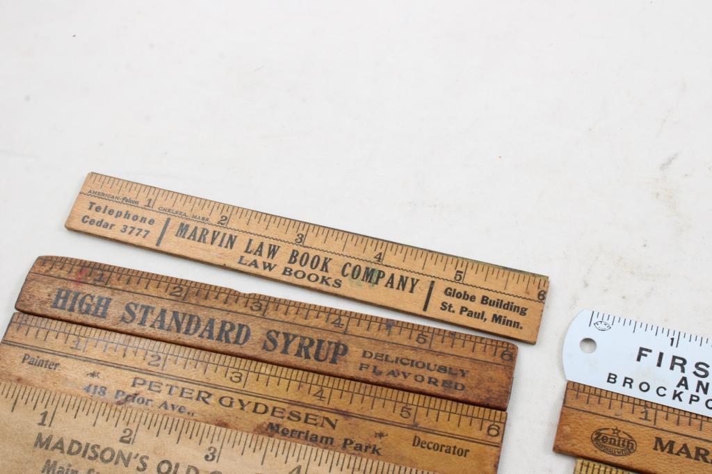 21 Wood 6" Advertising Rulers Incl. Mammy Molasses