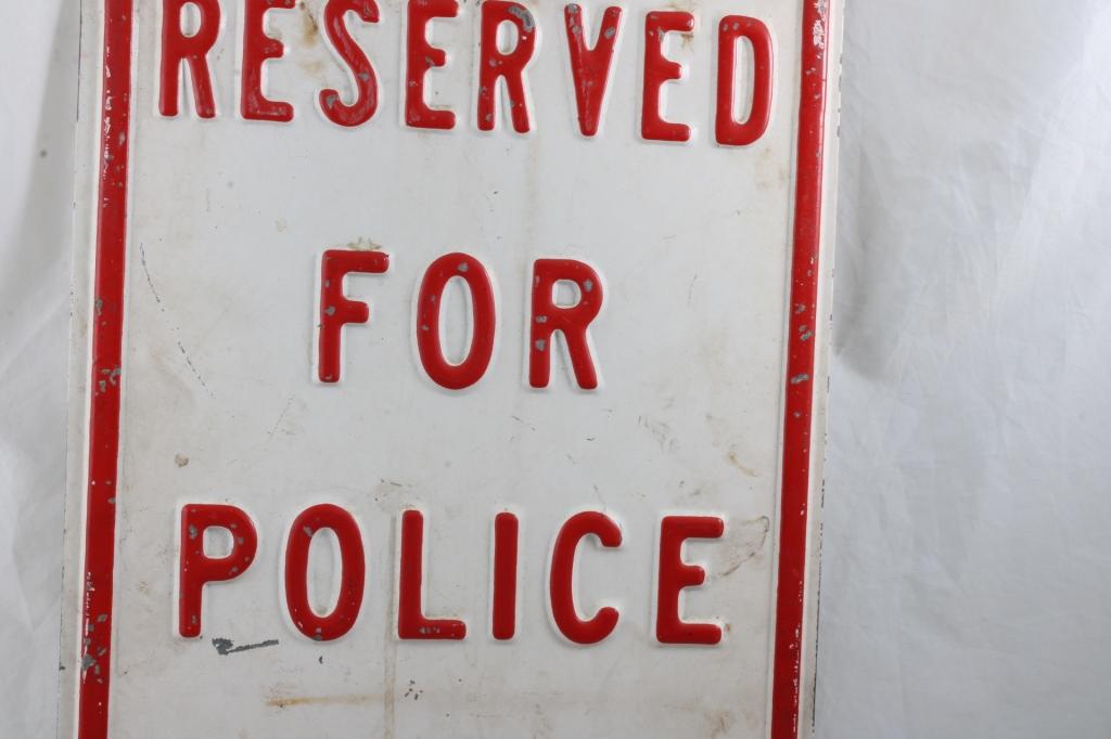 Reserved for Police Cars Steel Sign 18"x12"