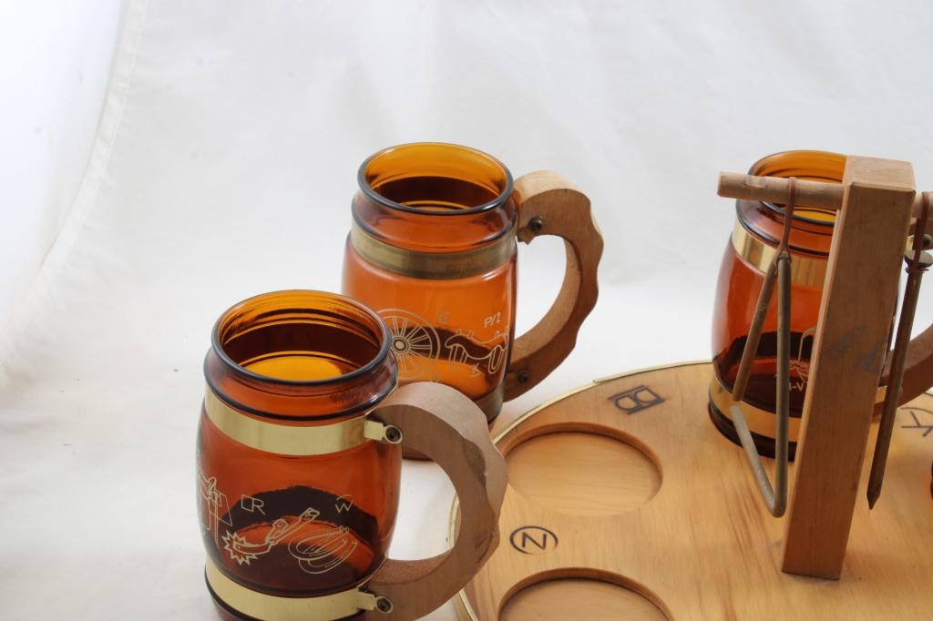 Siesta Ware Western Roundup Mug Set w/Tray