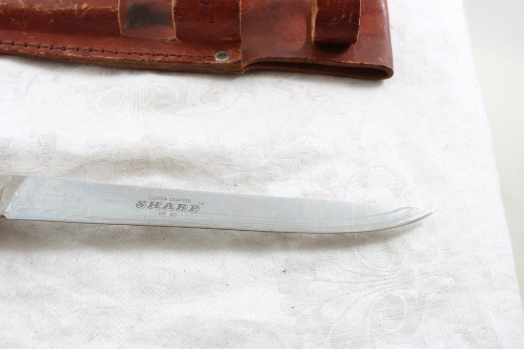 Sharp Filet Knife, Frost Damascus Knife w/ Sheaths