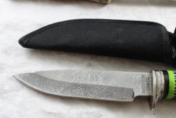 Sharp Filet Knife, Frost Damascus Knife w/ Sheaths