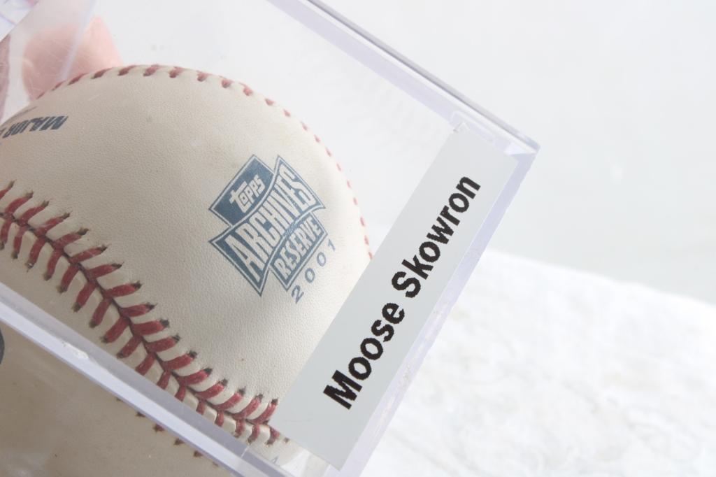 MLB Topps Archives Signed Baseball Moose Skowrun