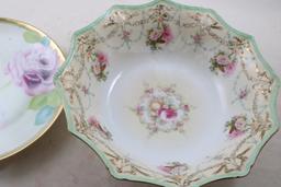 R S Prussia Serving Bowl, Bavaria Floral Plate