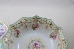 R S Prussia Serving Bowl, Bavaria Floral Plate