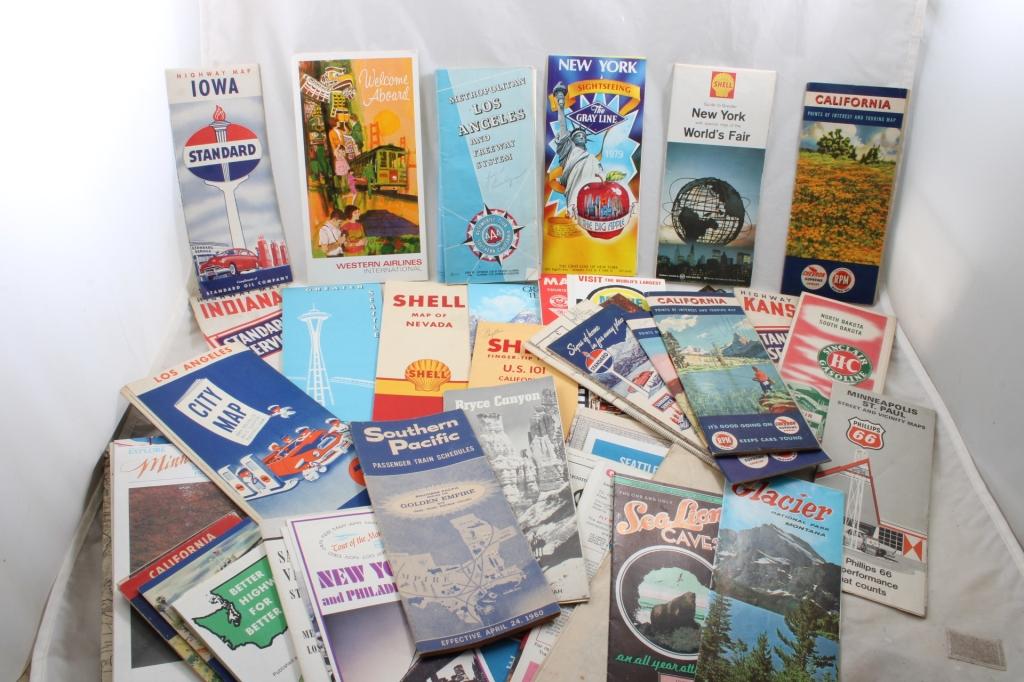 Mid-Century Travel Maps, Brochures, Postcards