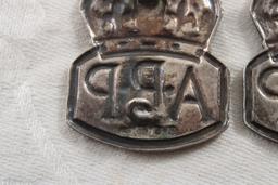 2 Sterling Silver A.R.P. Pins Air Raid Precautions