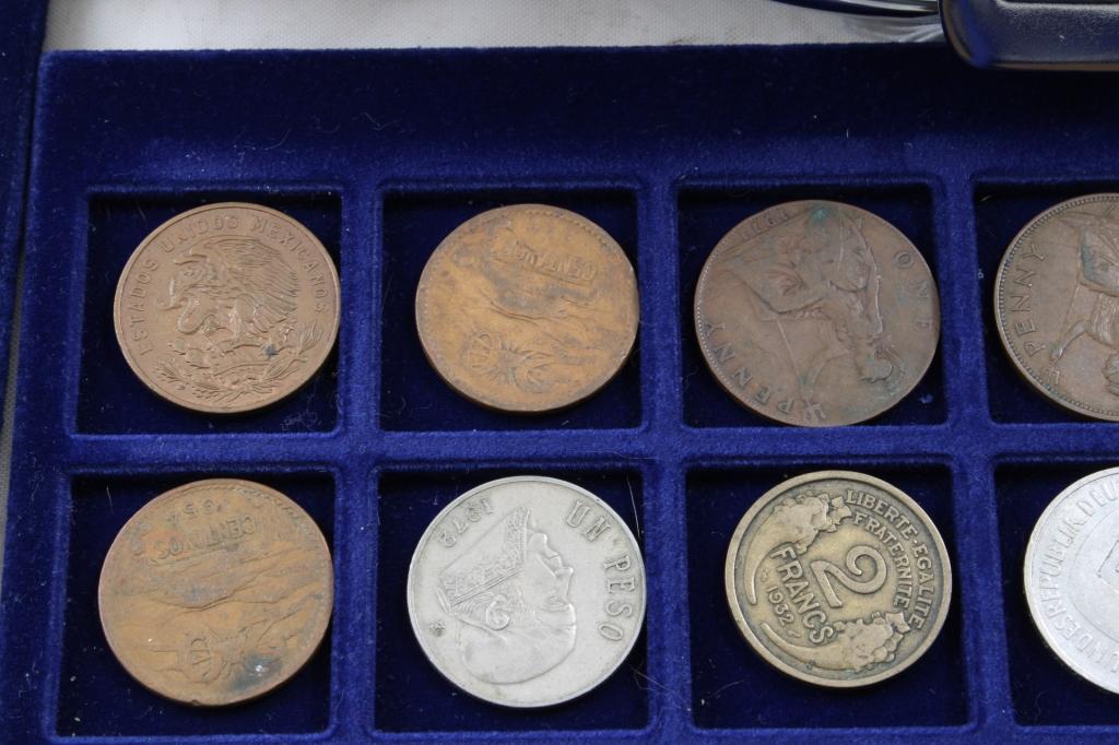 Metal Suitcase Full of Foreign Coins