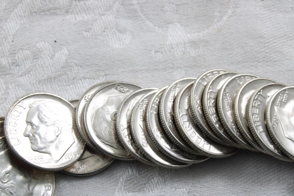 Roll of 1955 S Silver Dimes Uncirculated