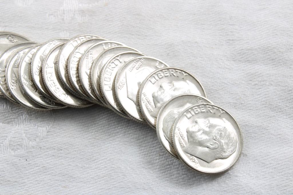 Roll of 1955 S Silver Dimes Uncirculated