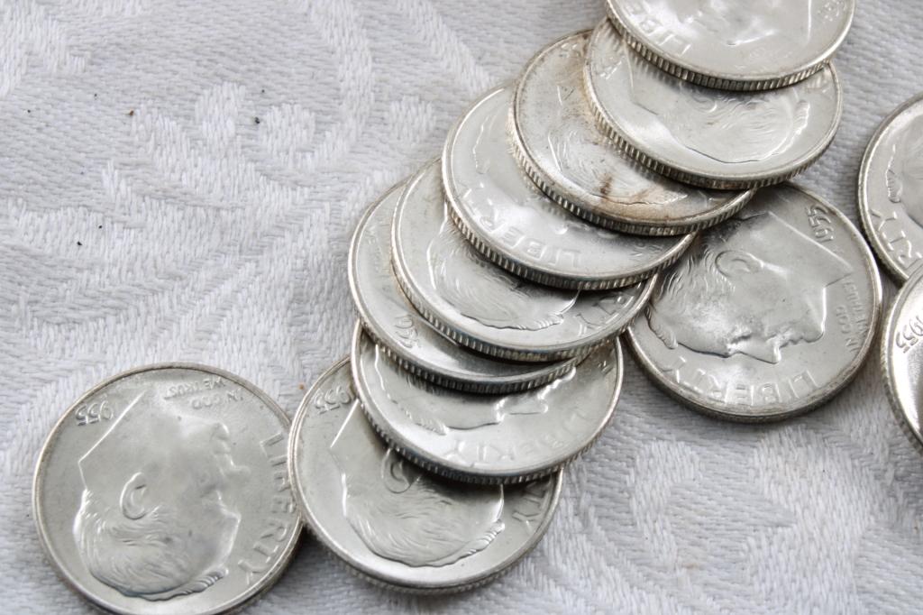 Roll of 1955 S Silver Dimes Uncirculated