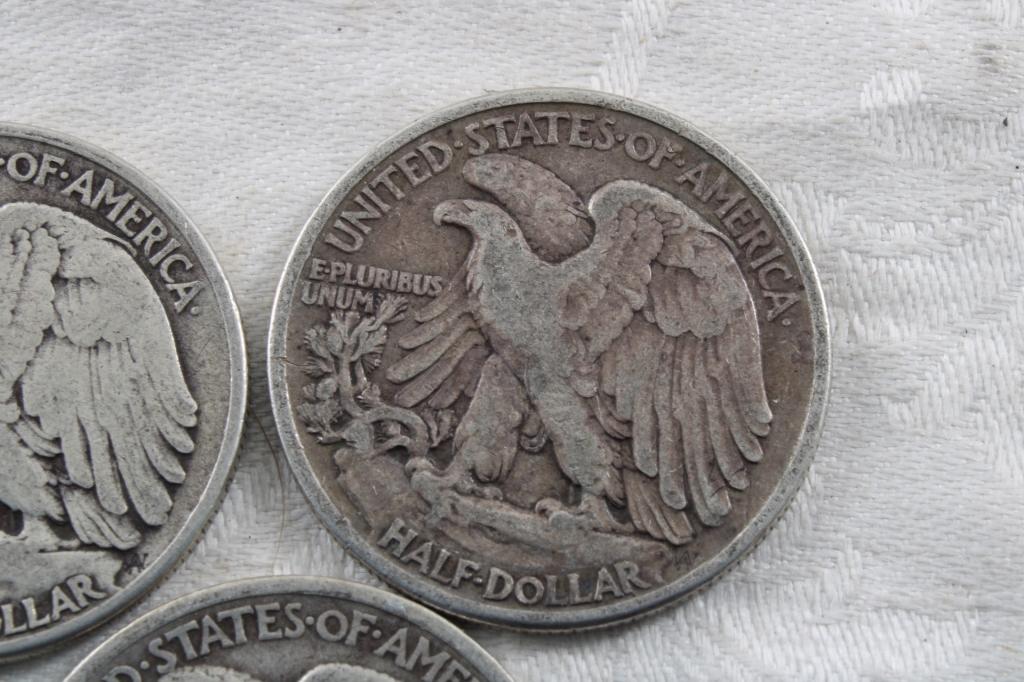 3 Walking Liberty Half Dollars 1941D, 1942 & 1943