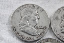 3 Franklin Half Dollars 1951D, & (2) 1960D