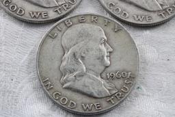 3 Franklin Half Dollars 1951D, & (2) 1960D