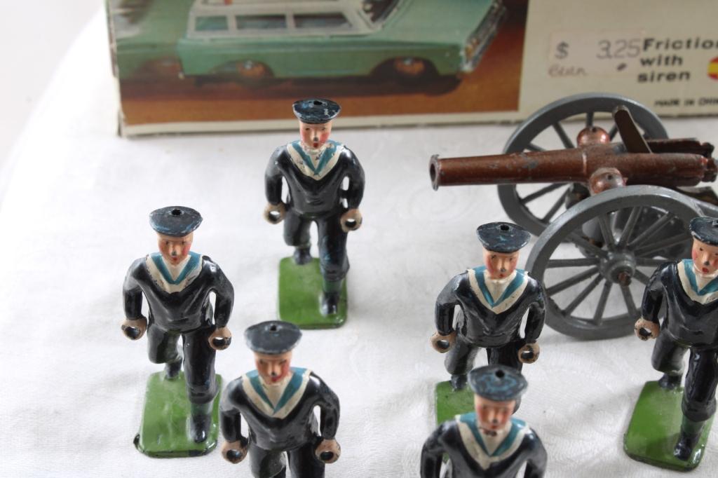 Lead Military Figures, Canon, Ammo Box, Travel Car