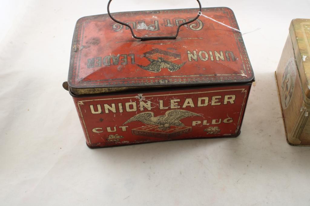 3 Adv. Tobacco Tins Dial, Cinco, Union Leader