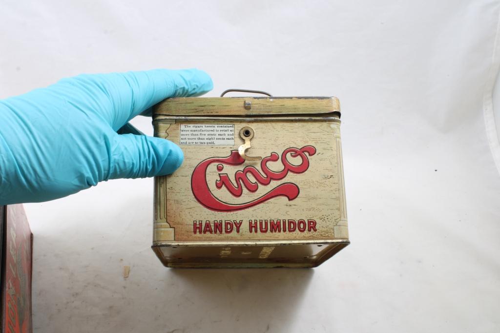 3 Adv. Tobacco Tins Dial, Cinco, Union Leader