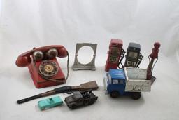 Toy Lot Manoil Stand, Gas Pumps, Marx Truck More