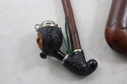 2 Long Stemmed Pipes Carved Branch, Sorensen