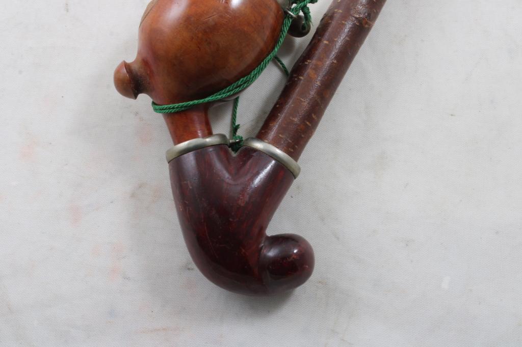 Oriental Porcelain Pipe & Branch Long Stem Pipe