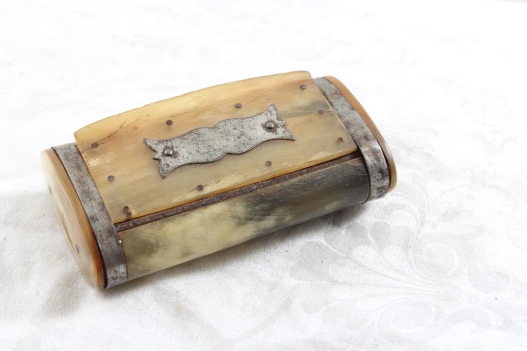 Antique Horn Snuff Box Handmade Sweden Early 1900s