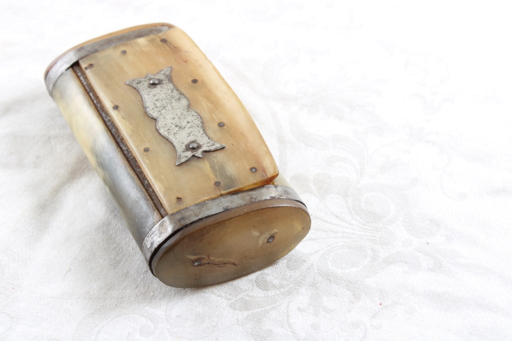 Antique Horn Snuff Box Handmade Sweden Early 1900s