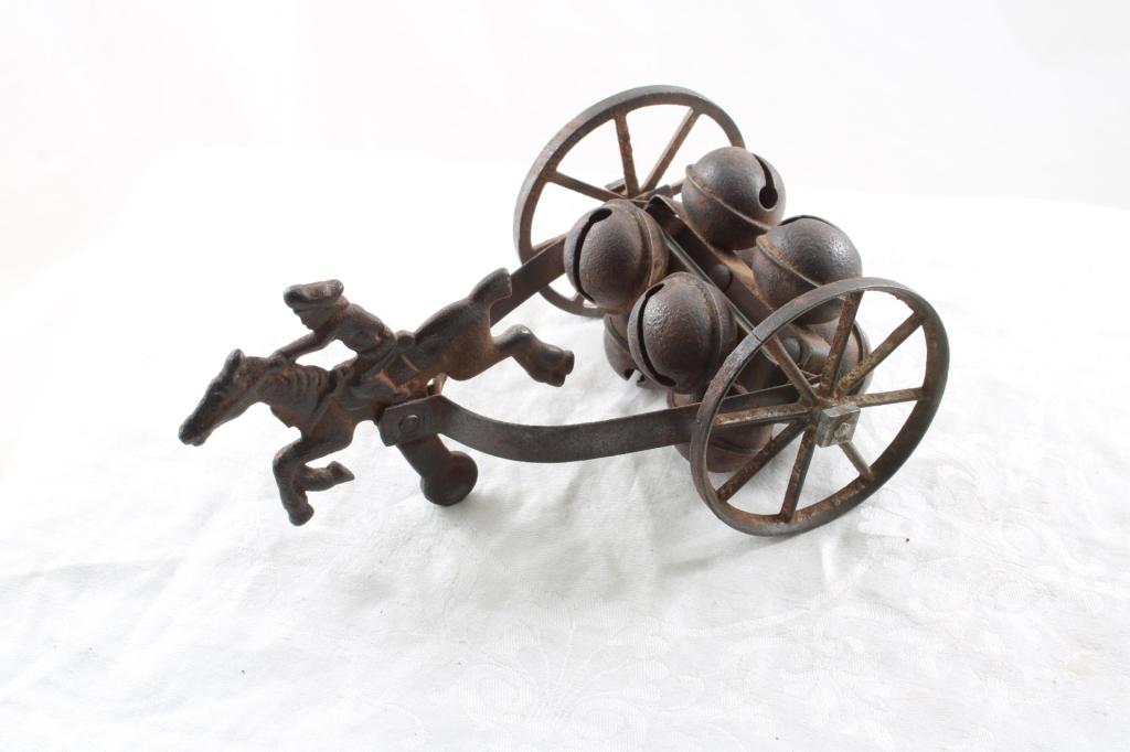 Cast Iron & Steel Surrey with Bells Toy 7" Long