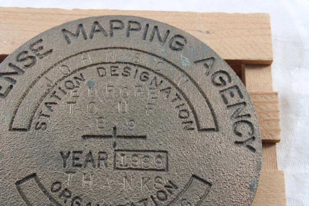 1989 Bronze US Defense Map Survey Marker Disc