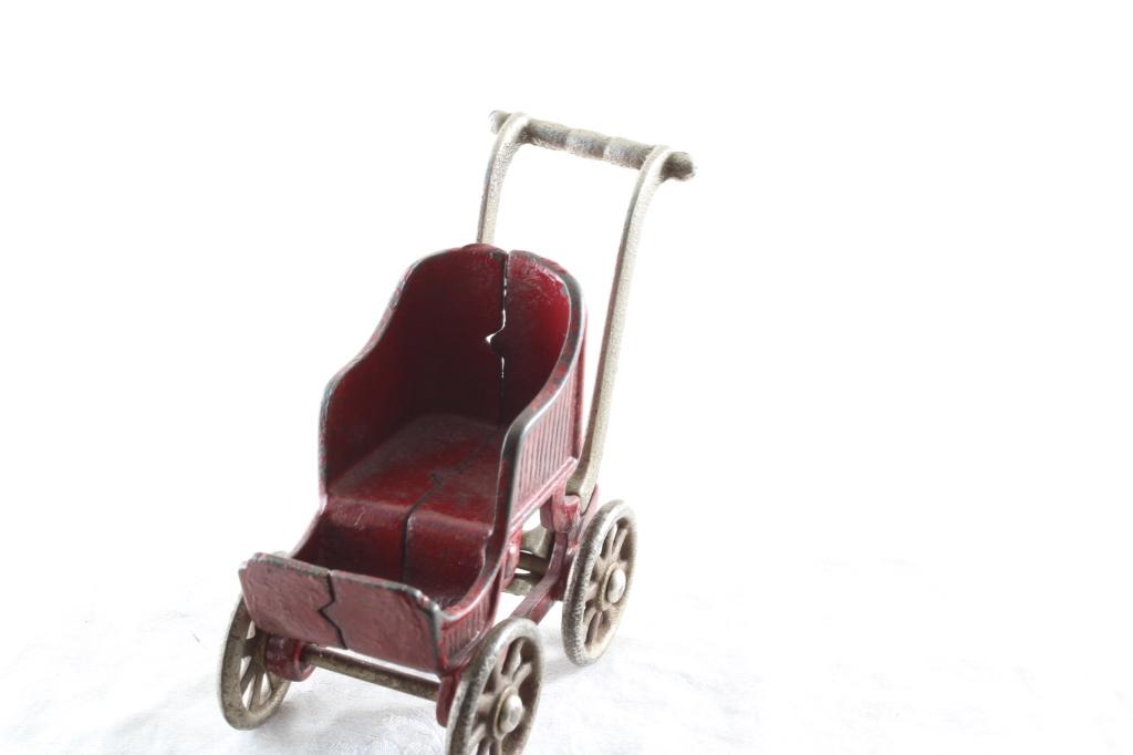 Cast Iron Baby Stroller Buggy 3 1/2" x 4"