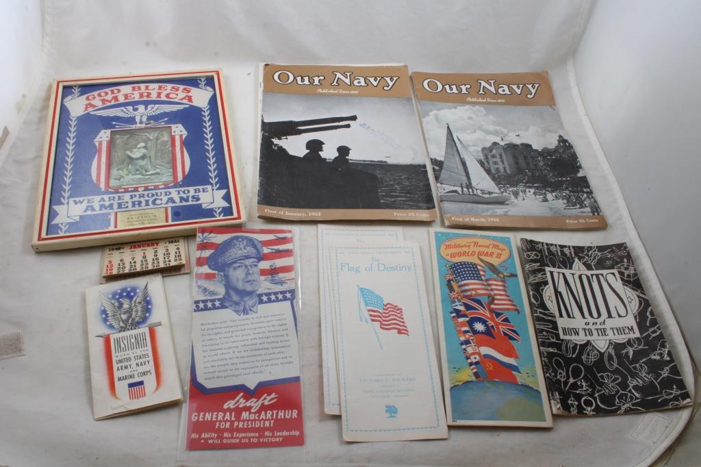 WW2 1941 Calendar, & Military Items