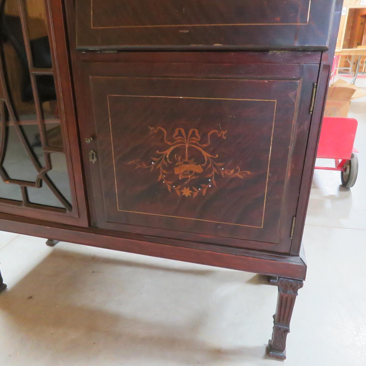 Antique Secretary with Mirrors & Glass Door