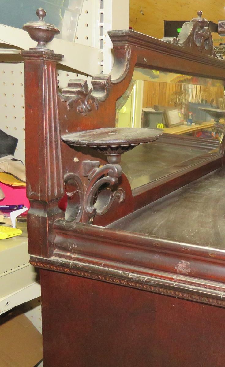 Antique Secretary with Mirrors & Glass Door