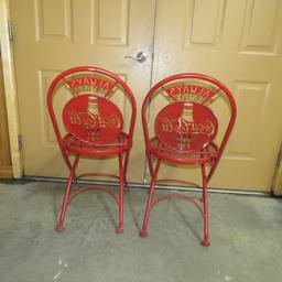 2 Red Metal Folding Coca-Cola Chairs