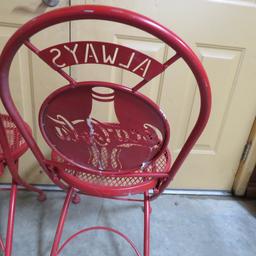 2 Red Metal Folding Coca-Cola Chairs