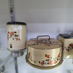 Vintage Hall's Red Poppy Tin Cake Carrier & More