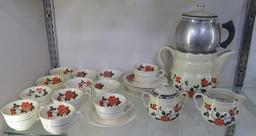 Vintage Hall's Red Poppy Coffee Service