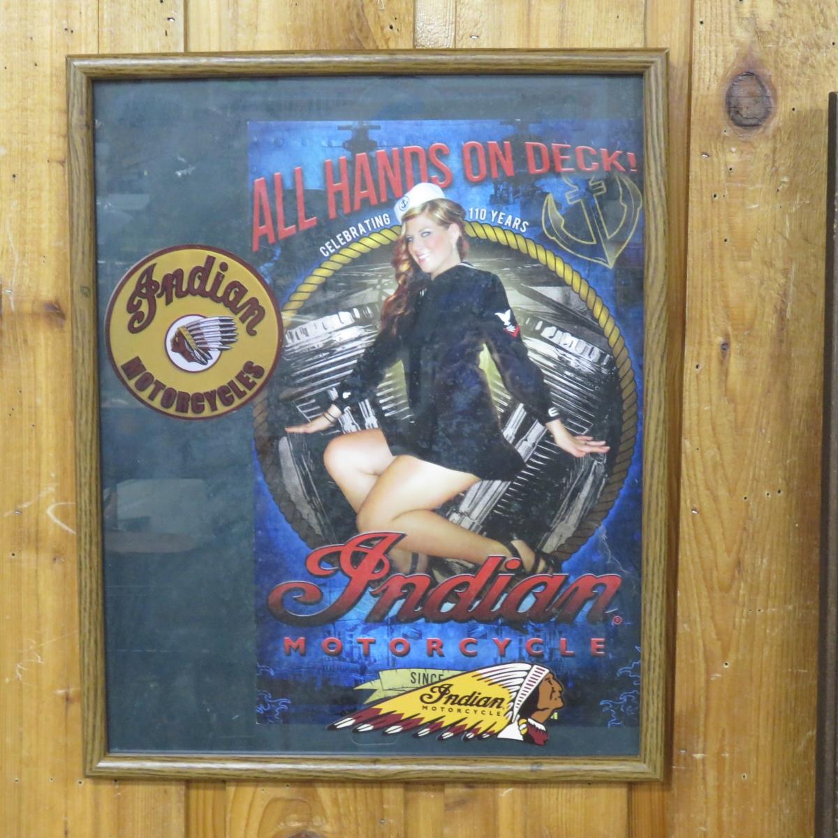 2 Indian Motorcycle Pin-Up Girl Prints in Frames