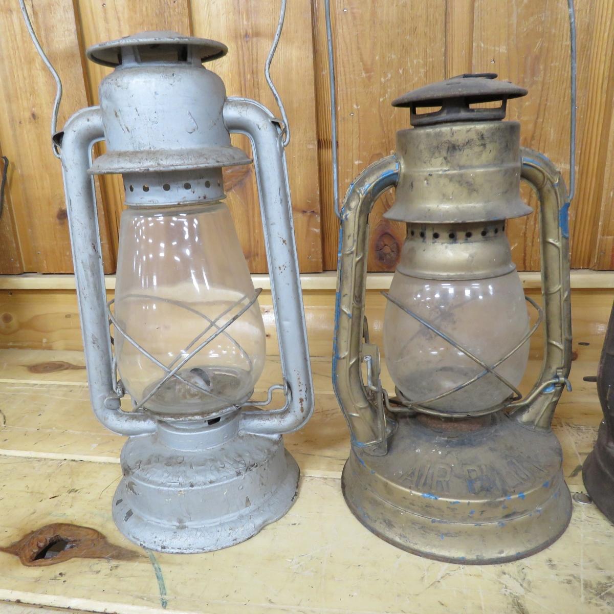 4 Antique Lanterns- Dietz No 8 Air Pilot & Others
