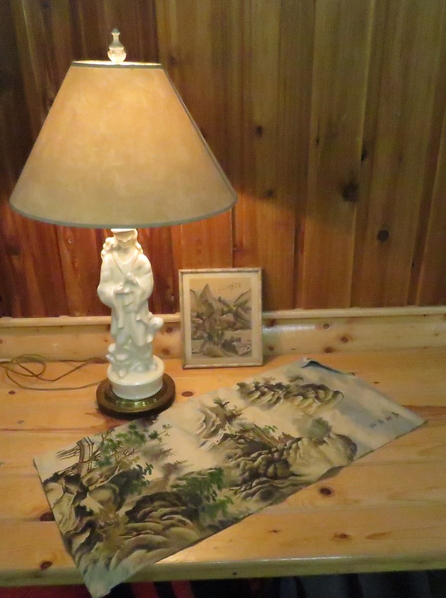 Asian Tapestry, Framed Print & Ceramic Lamp